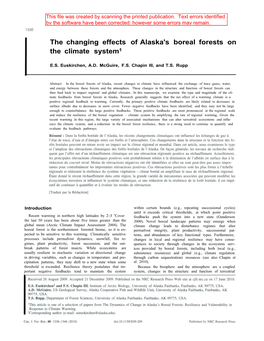 The Changing Effects of Alaska's Boreal Forests on the Climate System1