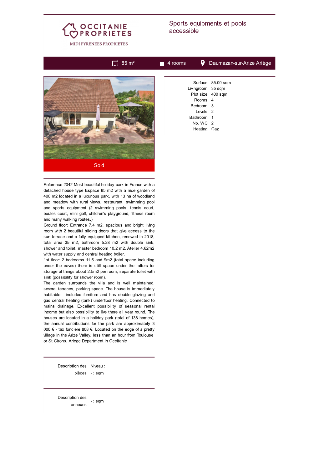 House Villa for Sale Daumazan-Sur-Arize Ariège Midi