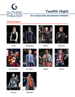 Twelfth Night KEY CHARACTERS and SENSORY MOMENTS