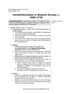 Constitutionalism in Western Europe: C