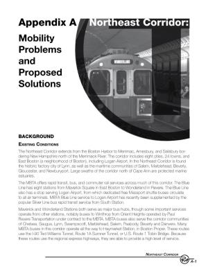 Appendix a Northeast Corridor: Mobility Problems and Proposed Solutions