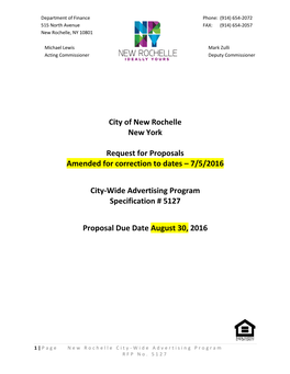 City of New Rochelle New York Request for Proposals