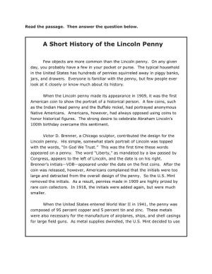 A Short History of the Lincoln Penny