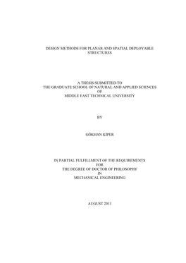 Design Methods for Planar and Spatial Deployable Structures