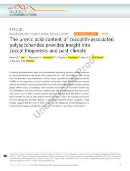 The Uronic Acid Content of Coccolith-Associated Polysaccharides Provides Insight Into Coccolithogenesis and Past Climate