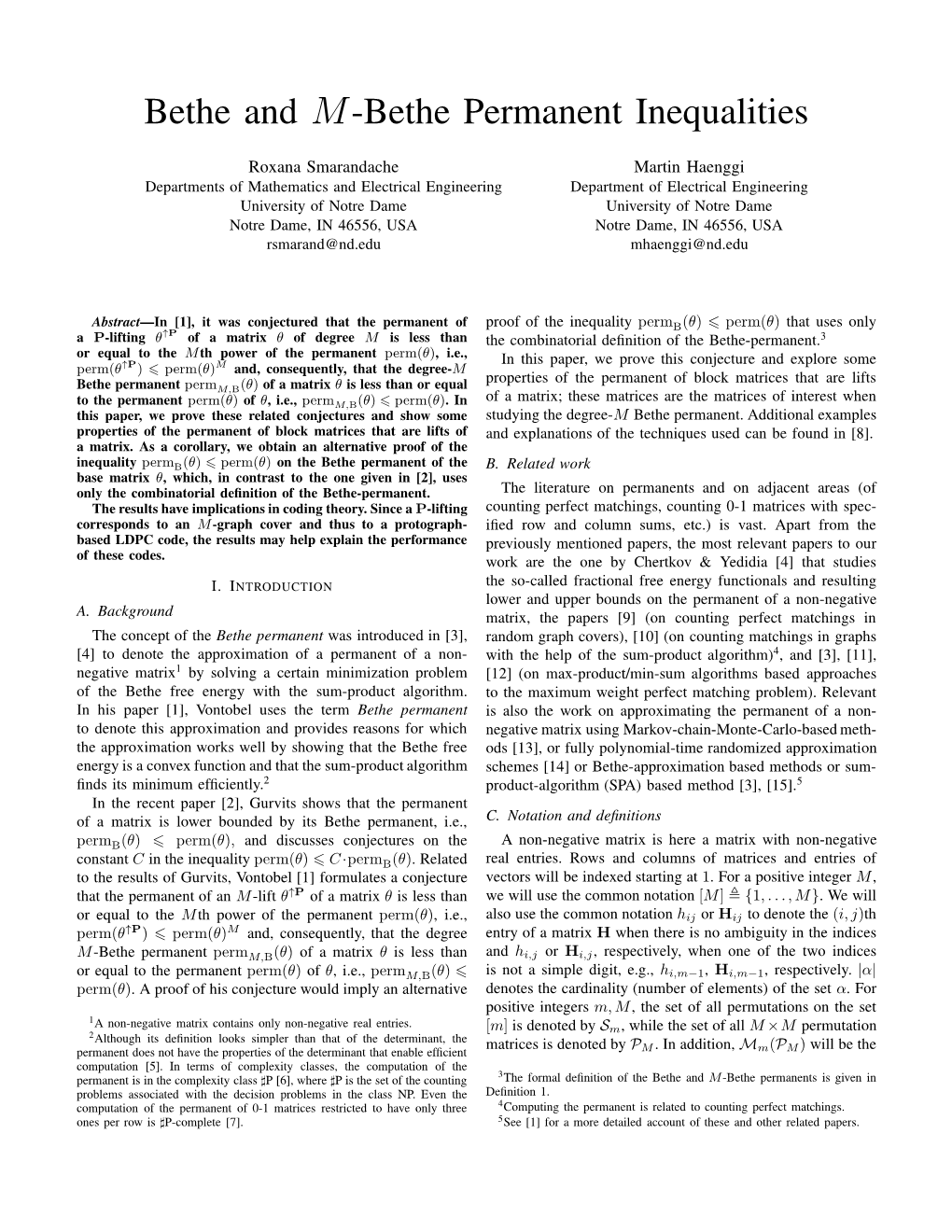 Bethe and M-Bethe Permanent Inequalities