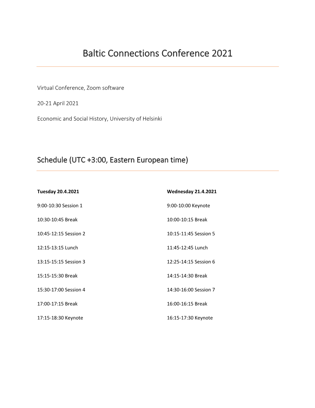 Baltic Connections Conference 2021