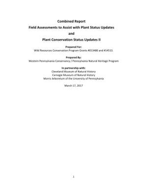 Combined Report Field Assessments to Assist with Plant Status Updates and Plant Conservation Status Updates II