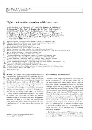 Light Dark Matter Searches with Positrons