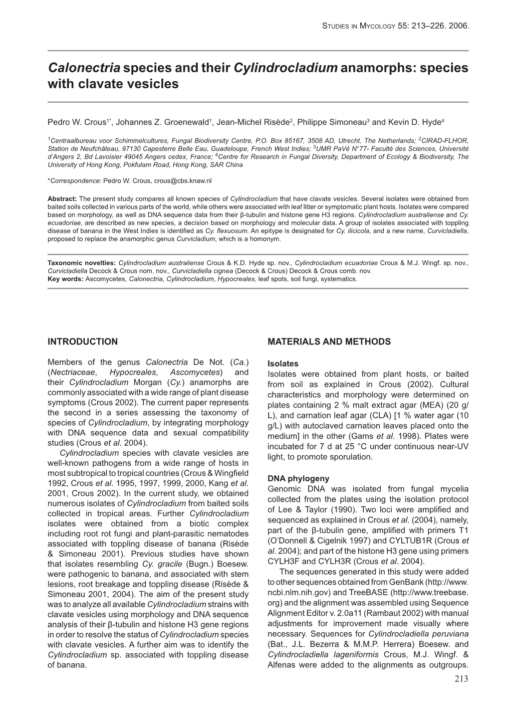 Calonectria Species and Their Cylindrocladium Anamorphs: Species with Clavate Vesicles