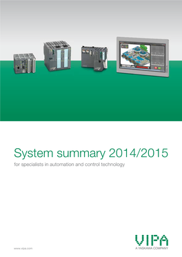 System Summary 2014/2015 for Specialists in Automation and Control Technology