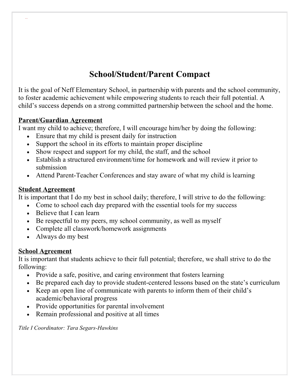 School/Student/Parent Compact