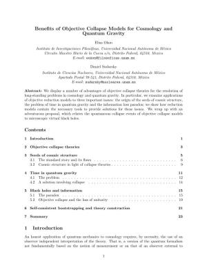 Benefits of Objective Collapse Models for Cosmology and Quantum Gravity Contents 1 Introduction
