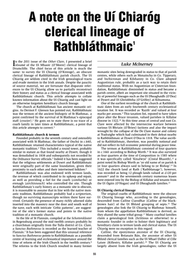 A Note on the Uí Chiaróg Clerical Lineage of Rathbláthmaic1