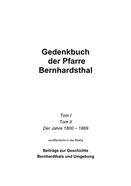 Gedenkbuch Der Pfarre Bernhardsthal