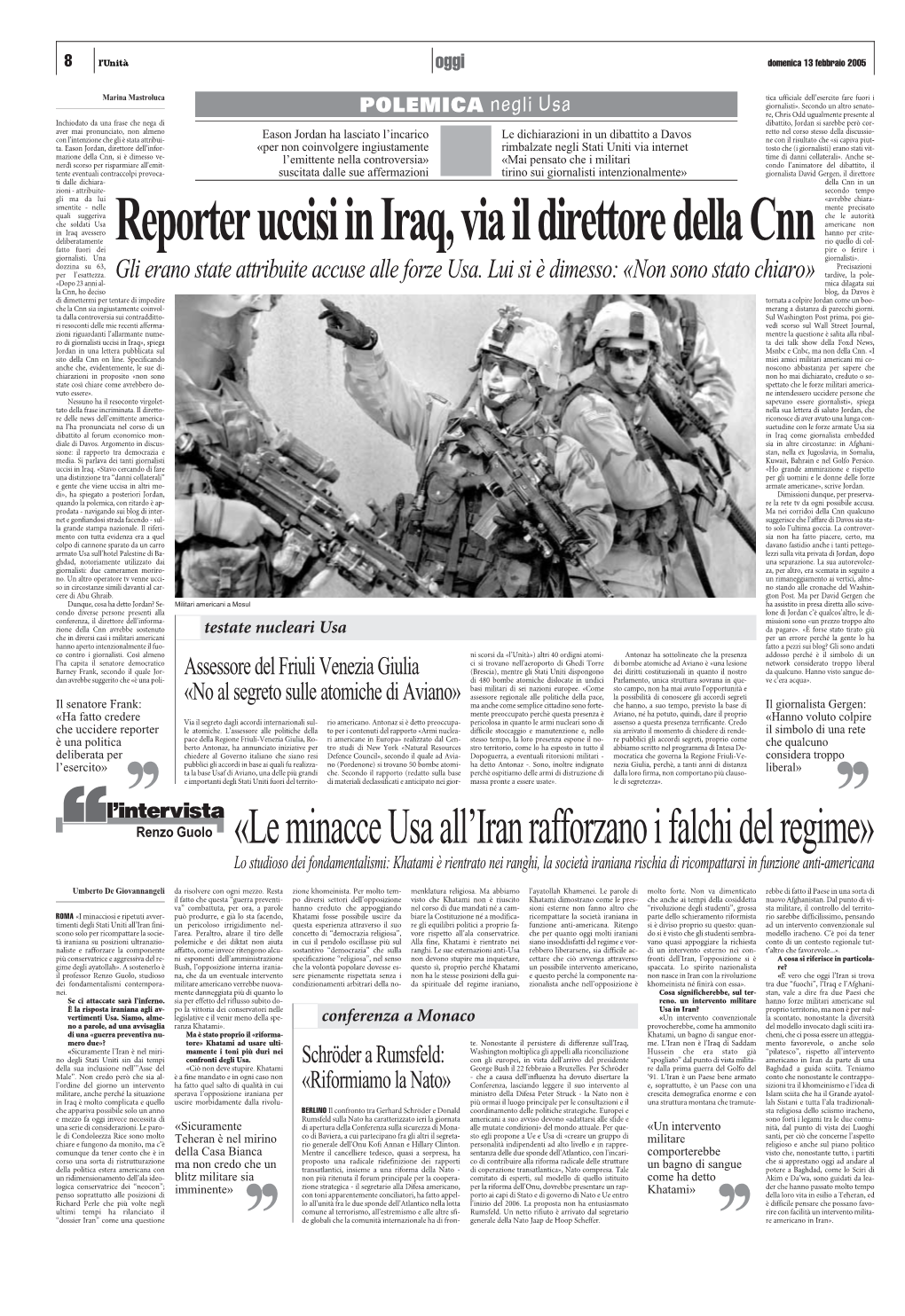 «Leminacceusaall'iranrafforzanoifalchidelregime»