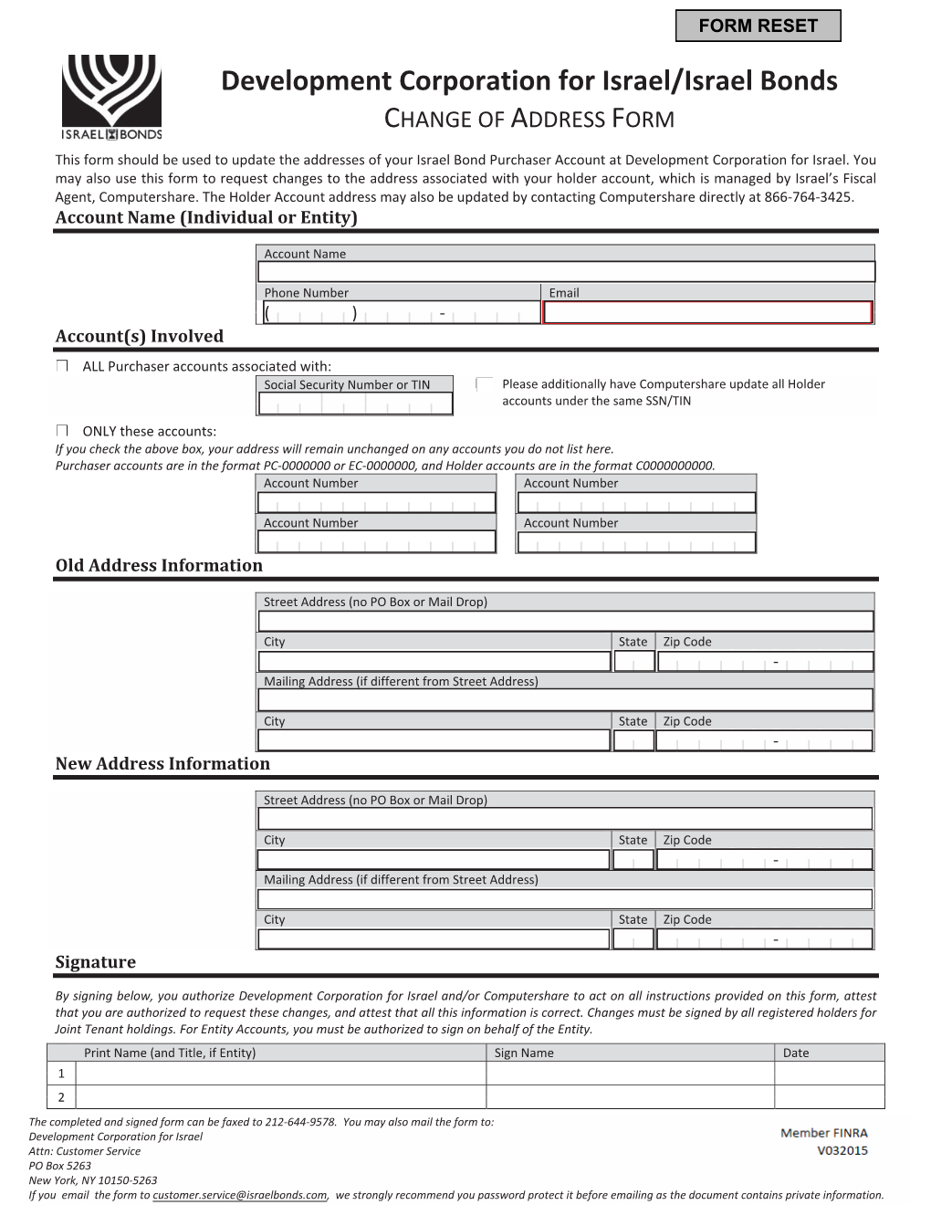 Change of Address Form