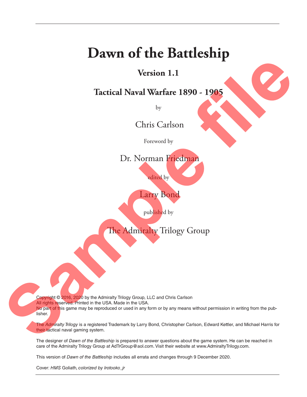 Dawn of the Battleship 1.1 Rules 9 Dec 20.Indd