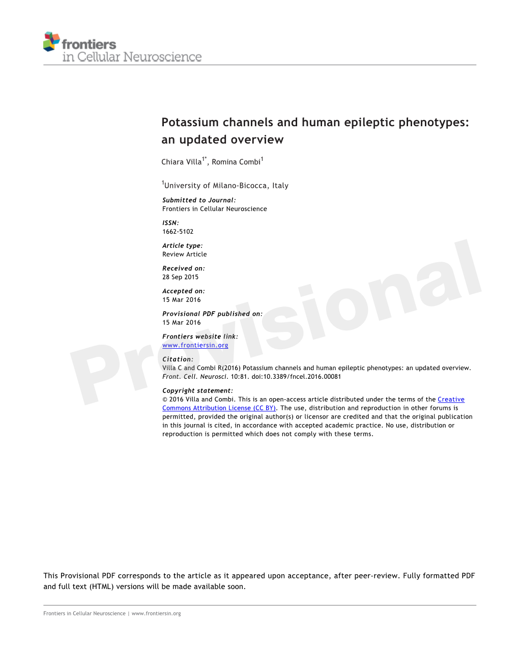 Potassium Channels and Human Epileptic Phenotypes: an Updated Overview