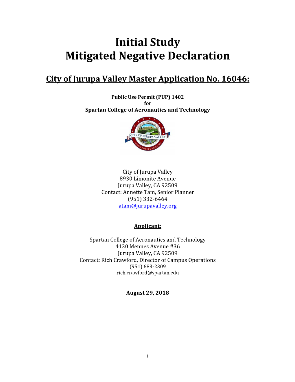 Initial Study Mitigated Negative Declaration