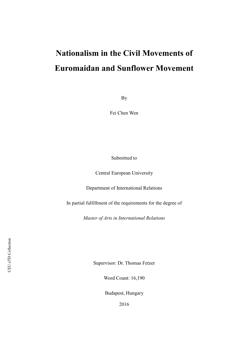 Nationalism in the Civil Movements of Euromaidan and Sunflower Movement