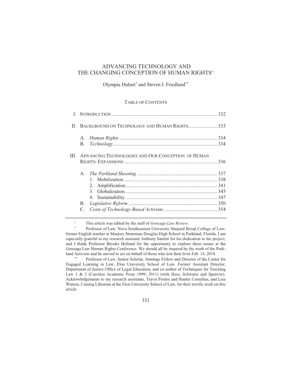 Advancing Technology and the Changing Conception of Human Rights