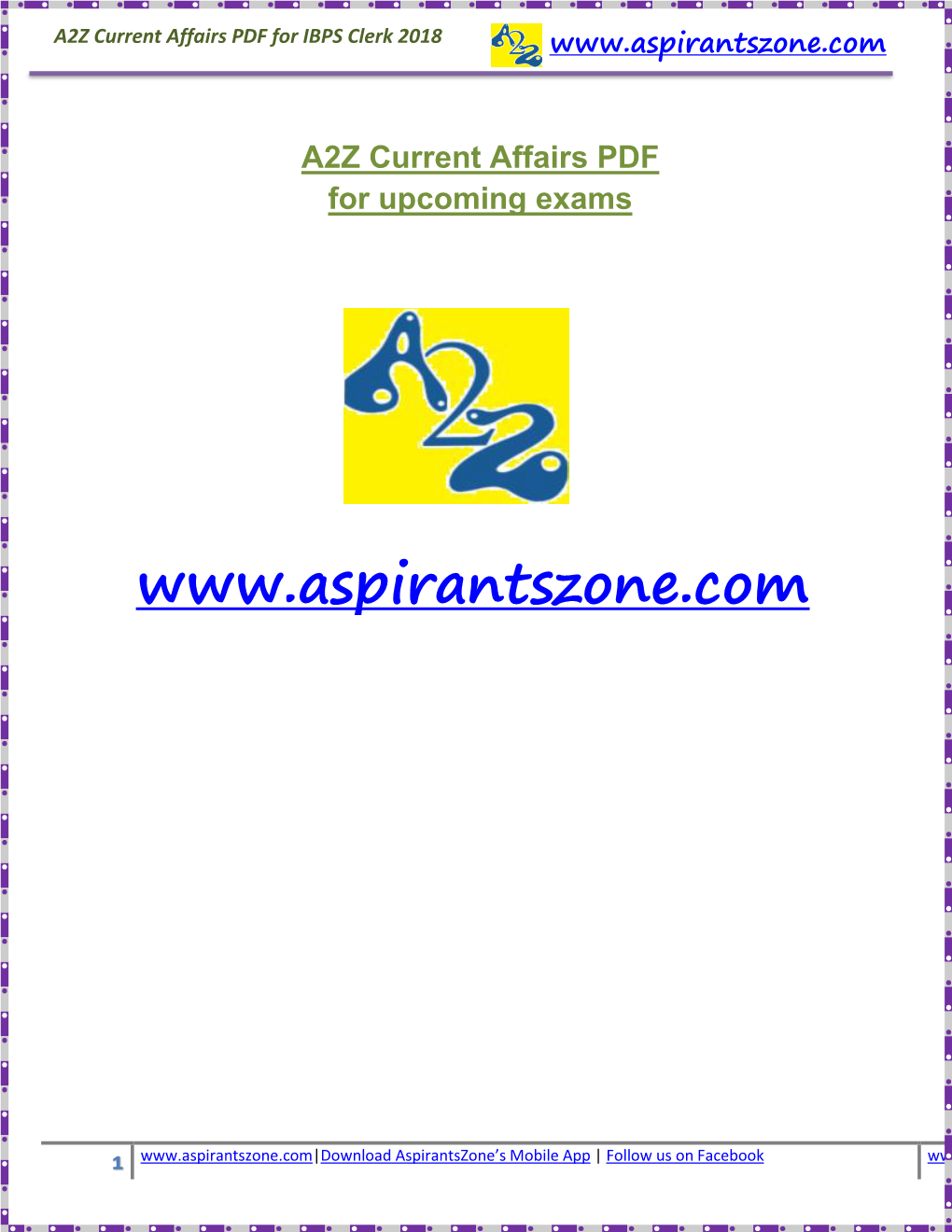 A2Z IBPS Clerk 2018 Current Affairs