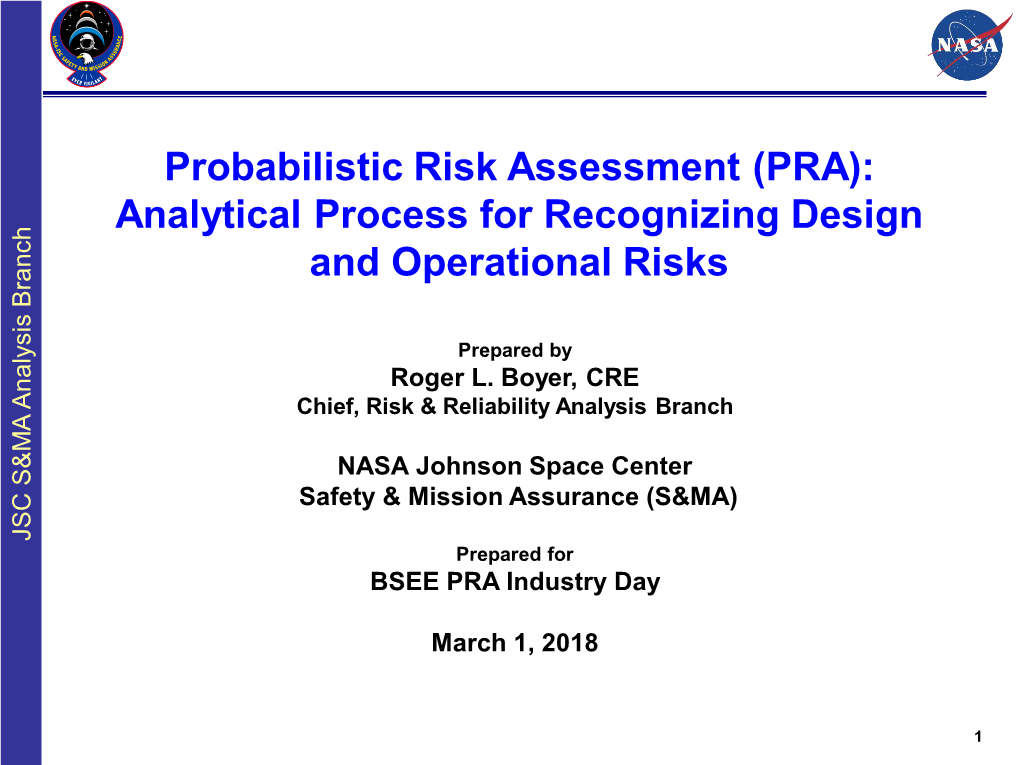Probabilistic Risk Assessment (PRA)