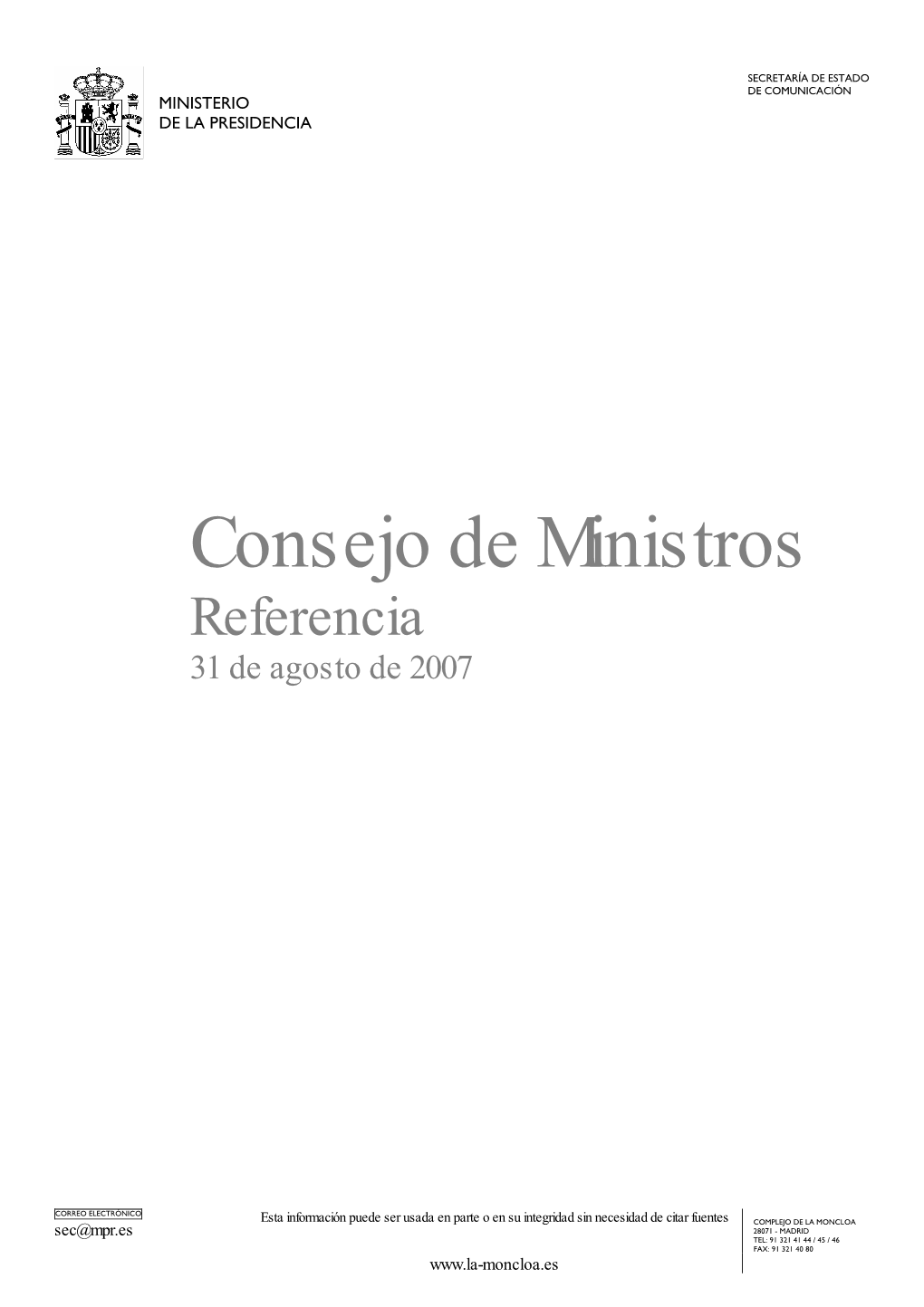 Consejo De Ministros Administraciones Públicas