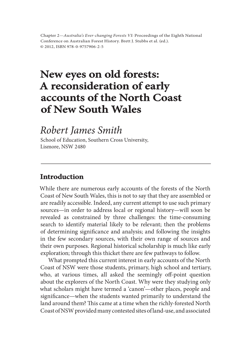 Robert James Smith New Eyes on Old Forests: a Reconsideration of Early