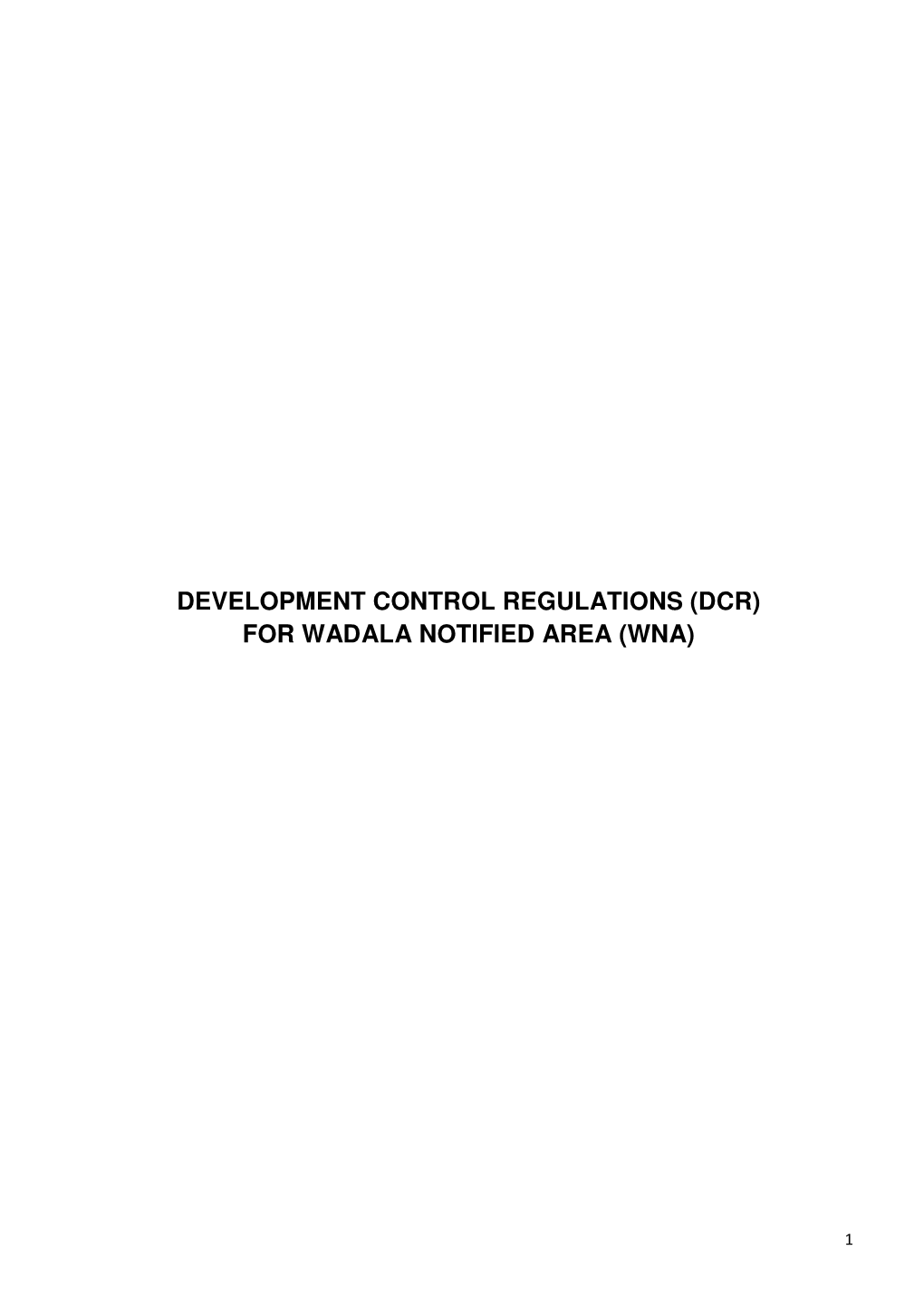 Draft Development Control Regulations for Wadala