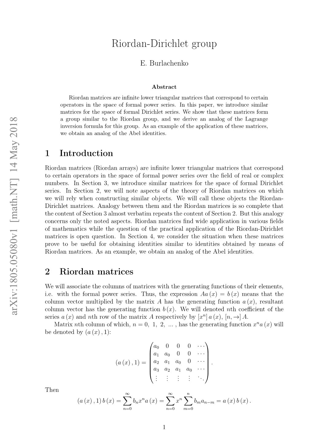 Riordan-Dirichlet Group