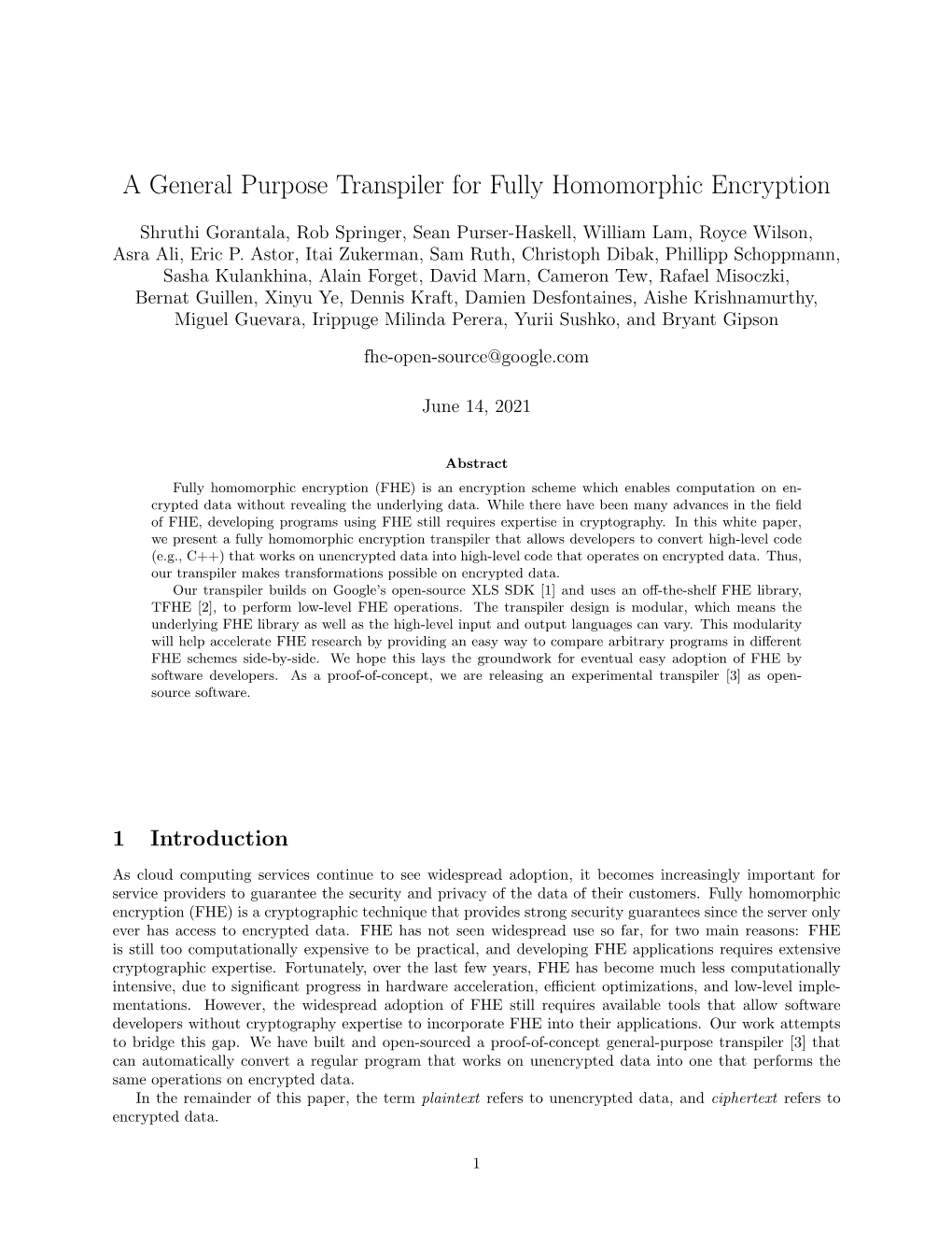 A General Purpose Transpiler for Fully Homomorphic Encryption