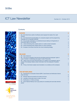ICT Law Newsletter Number 44 – October 2012