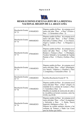 Resoluciones Exentas Jefe De La Defensa Nacional Región De La Araucanía
