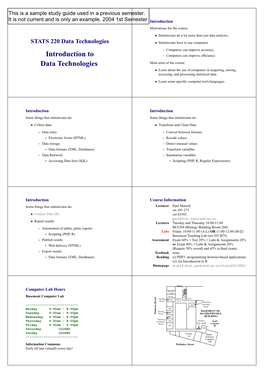 Introduction to Data Technologies