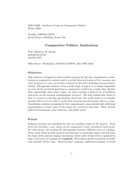 Comparative Politics: Institutions