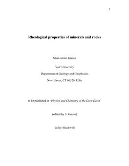 Rheological Properties of Minerals and Rocks