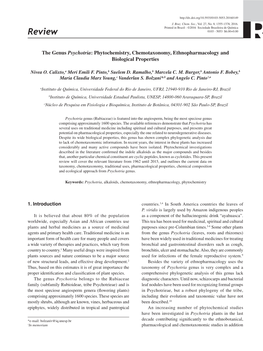 The Genus Psychotria: Phytochemistry, Chemotaxonomy, Ethnopharmacology and Biological Properties