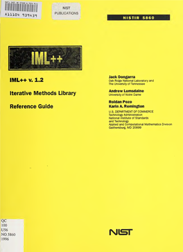 IML++ V.1.2 Iterative Methods Library, Reference Guide