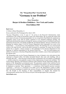 Morgenthau.Henry..Germany Is Our Problem. 1945