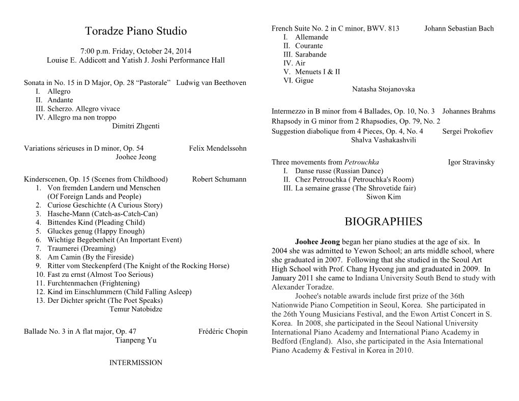 Toradze Piano Studio I