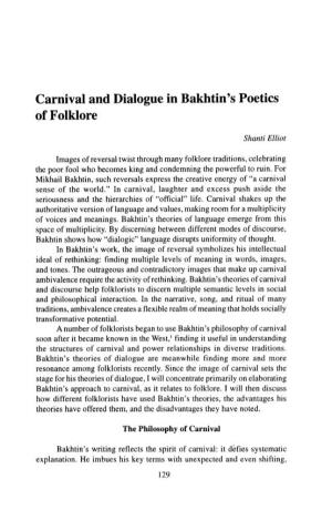 Carnival and Dialogue in Bakhtin's Poetics of Folklore