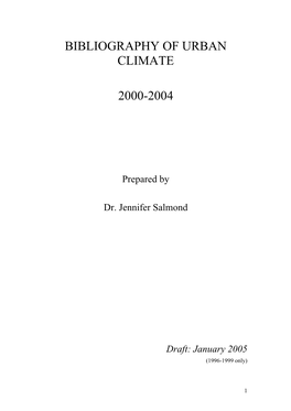 Salmond, J. 2005. WMO Bibliography of Urban Climate 2000-2004