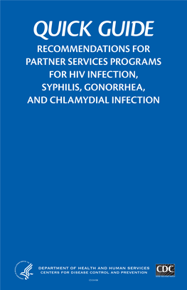 Quick Guide: Recommendations for Partner Services Programs for HIV
