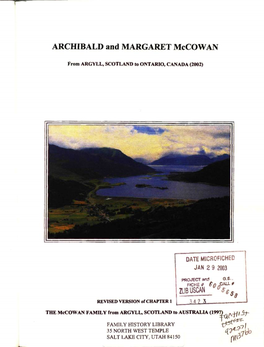 ARCHIBALD and MARGARET Mccowan