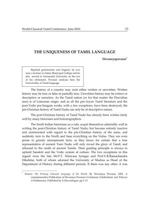The Uniqueness of Tamil Language
