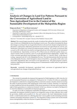 Analysis of Changes in Land Use Patterns Pursuant to The