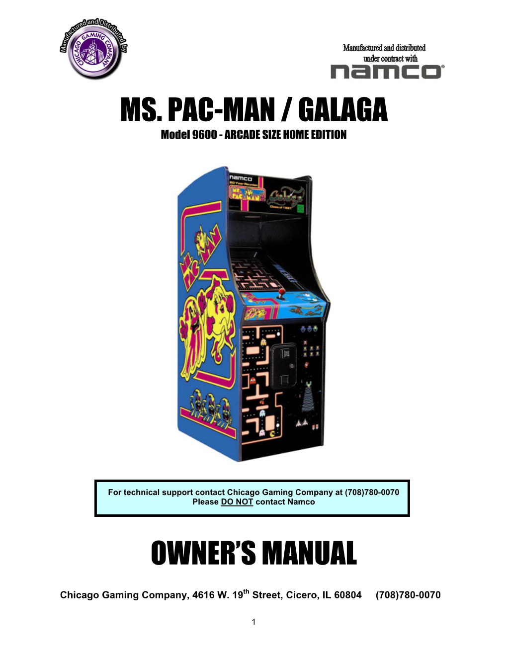 Pac-Man/Galaga Manual