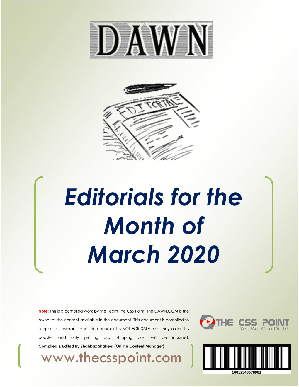 Editorials for the Month of March 2020